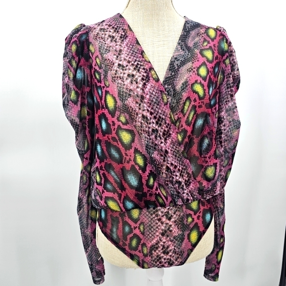 DAY G Pink Snake Sheer Bodysuit‎